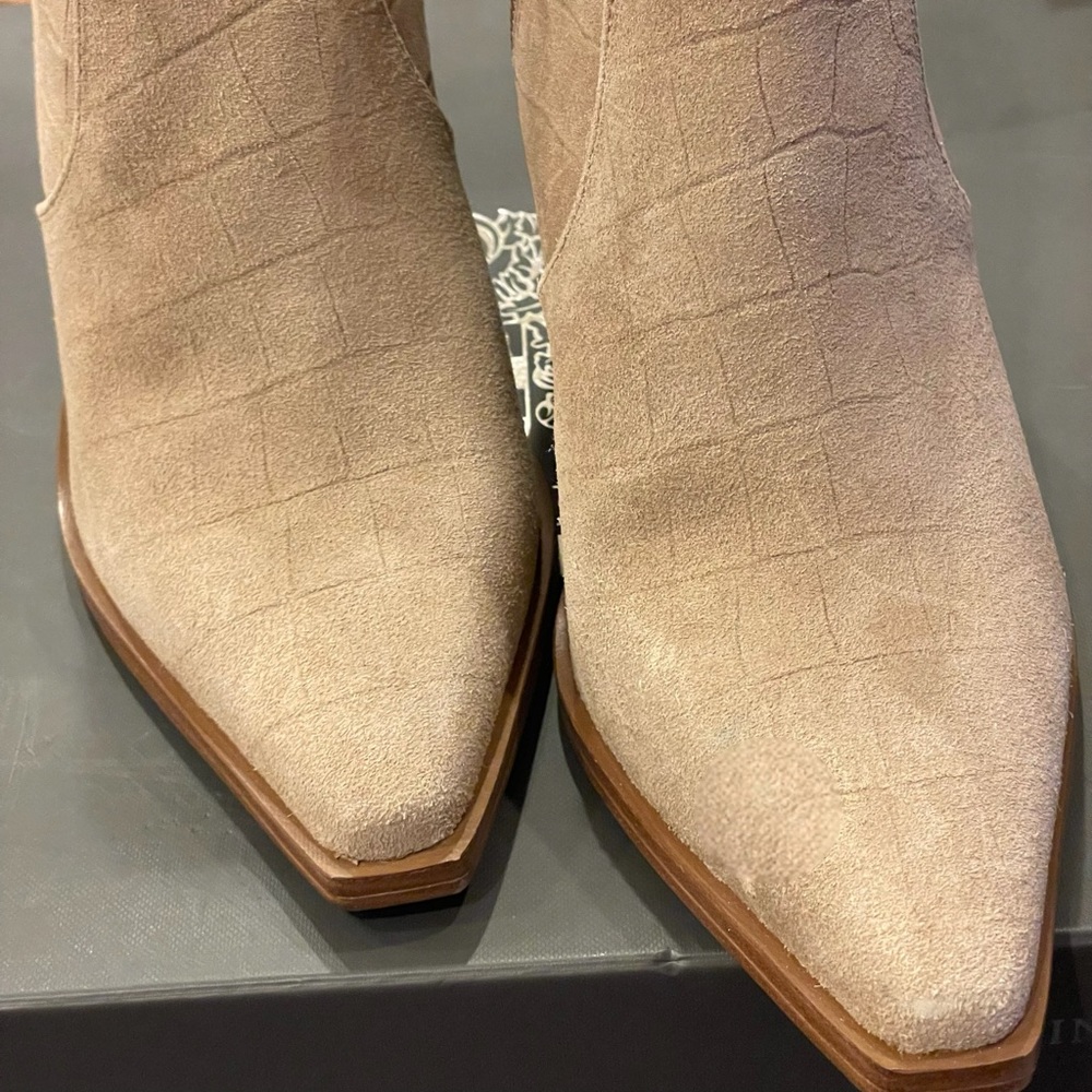Vince Camuto x Almost Ready Winndie Heeled Boots in Truffle Taupe in box - Picture 5 of 11